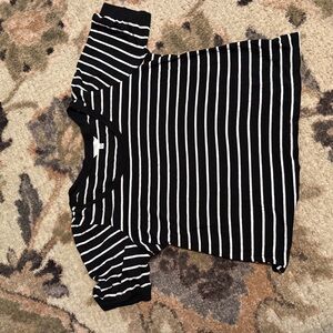 Time and Tru Black and White Striped Top